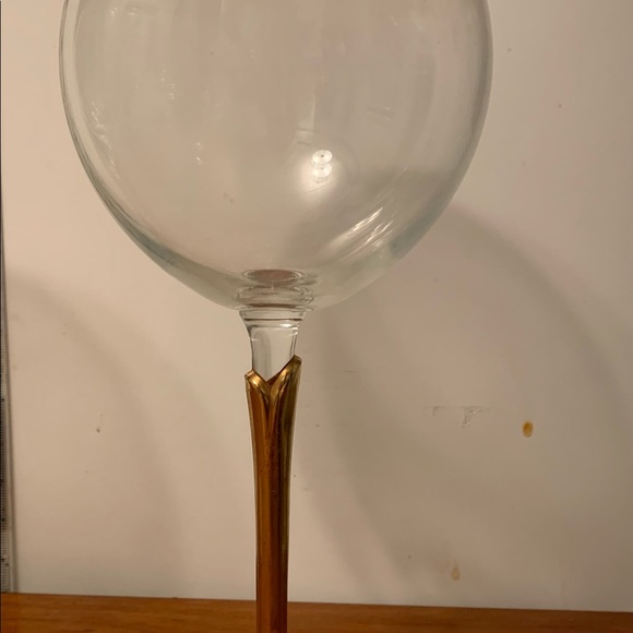 Vintage 16 oz Water/Wine Goblets Gold stem set/5 - Picture 3 of 7